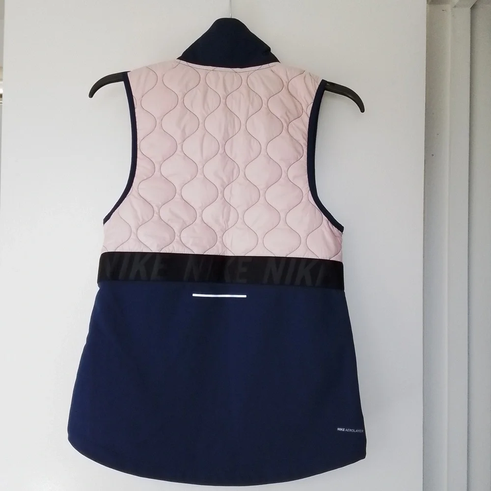 Nike Running AeroLayer Quilted Vest Jacket Size XS Pink Gray Blue color block